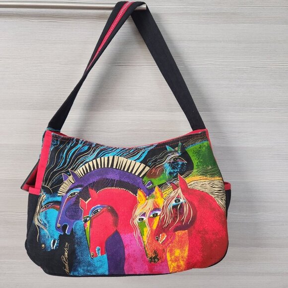 Laurel Burch Wild Horses of Fire Medium Equestrian Hobo Tote Shoulder Purse Bag - Picture 3 of 16